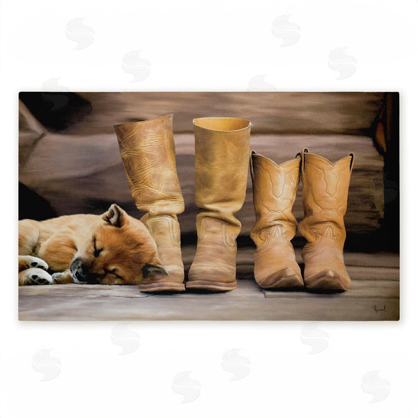stupell industries Renel Peters | Sleepy Puppy & Cowboy Boots Non-Woven Door Mat