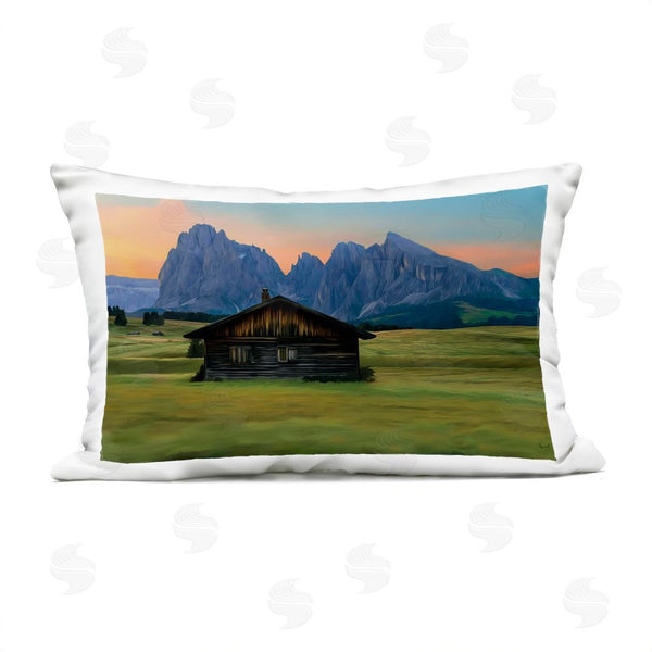 Stupell Industries Renel Peters | Solitary Cabin With Looming Cliffs Throw Pillow