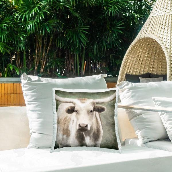 Stupell Industries Rhonda Addison | Rustic Longhorn Cattle Printed Throw Pillow