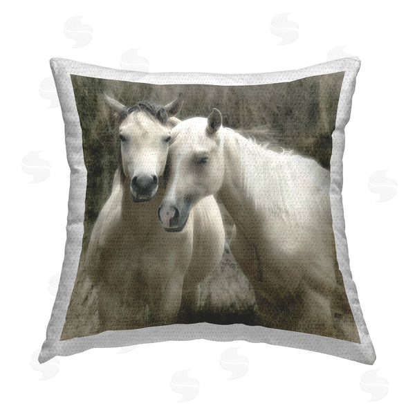 Stupell Industries Rhonda Addison | Snuggling Horses On Farm Printed Throw Pillow