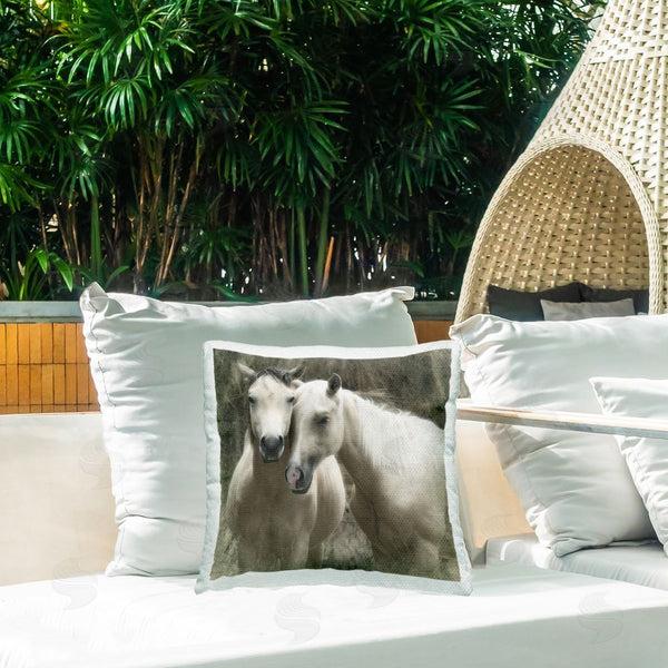 Stupell Industries Rhonda Addison | Snuggling Horses On Farm Printed Throw Pillow
