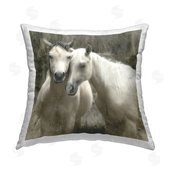 stupell industries Rhonda Addison | Snuggling Horses on Farm Printed Throw Pillow