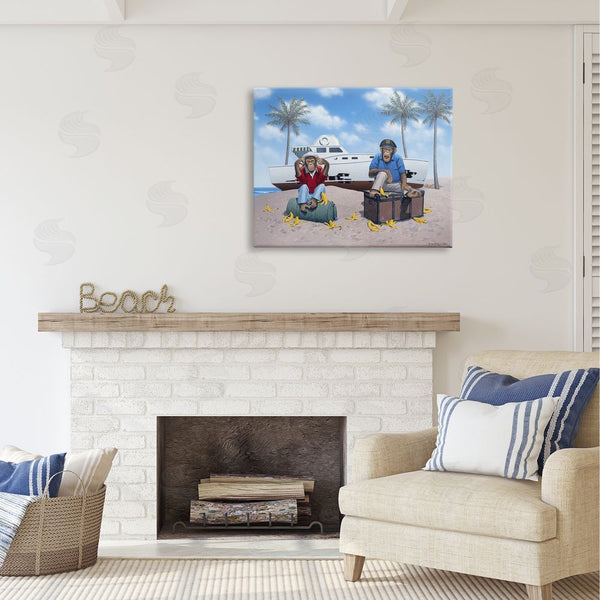 Stupell Industries Richard Courtney | Chimps & Yacht On Beach Wall Art