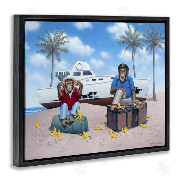 Stupell Industries Richard Courtney | Chimps & Yacht On Beach Wall Art