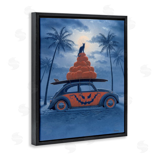 Stupell Industries Richard Courtney | Spooky Tropical Beach Pumpkin Car Wall Art