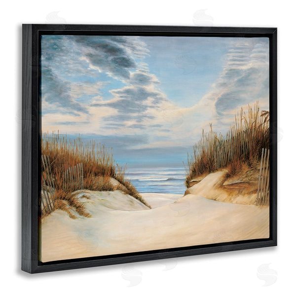 Stupell Industries Richard Dunahay | Alluring Cloudy Beach Path Wooden Fence Tall Grass Wall Art