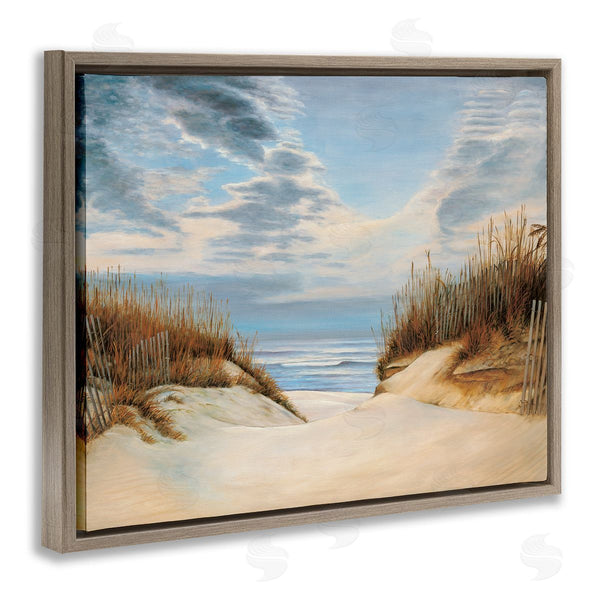 Stupell Industries Richard Dunahay | Alluring Cloudy Beach Path Wooden Fence Tall Grass Wall Art
