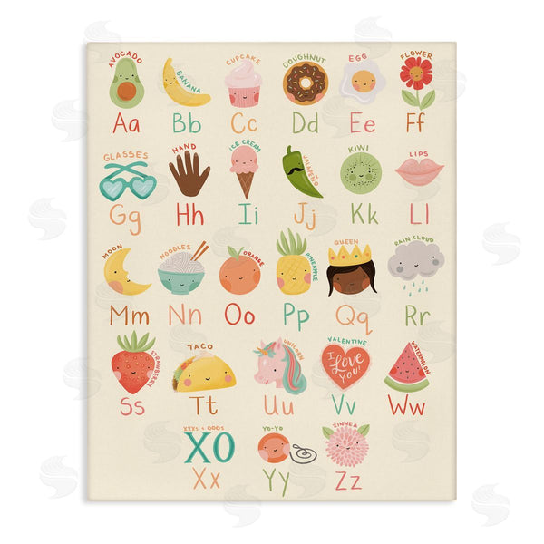 stupell industries Richelle Lynn Garn | Charming Alphabet Chart Desserts Taco Queen Unicorn Wall Art
