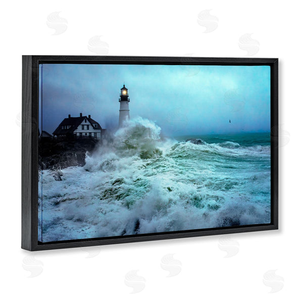 Stupell Industries Rick Berk | Tall Splashing Waves Lighthouse Wall Art