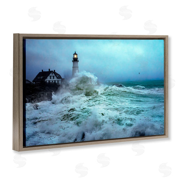 Stupell Industries Rick Berk | Tall Splashing Waves Lighthouse Wall Art