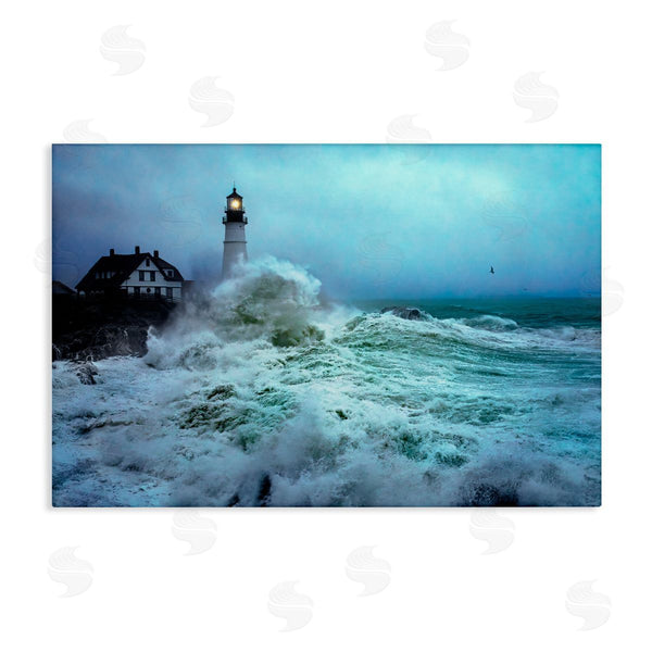 stupell industries Rick Berk | Tall Splashing Waves Lighthouse Wall Art