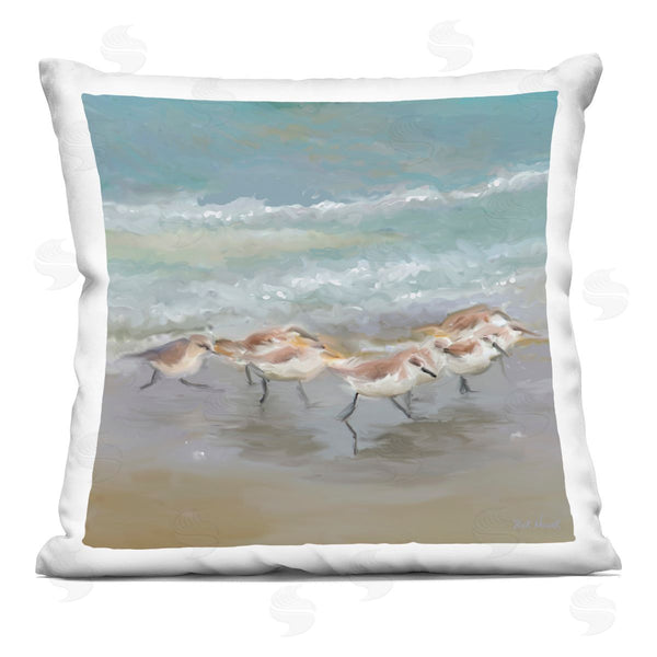 stupell industries Rick Novak | Sandpiper Birds Beach Waves Printed Throw Pillow