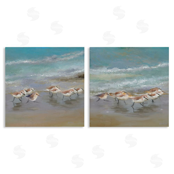 stupell industries Rick Novak | Sandpipers Flock Summer Beach Sand Wall Art