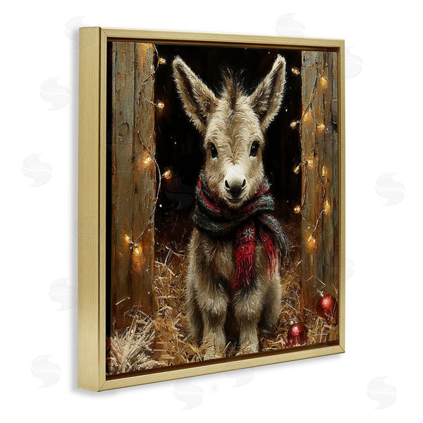 Stupell Industries Riley B | Baby Donkey & Holiday Lights