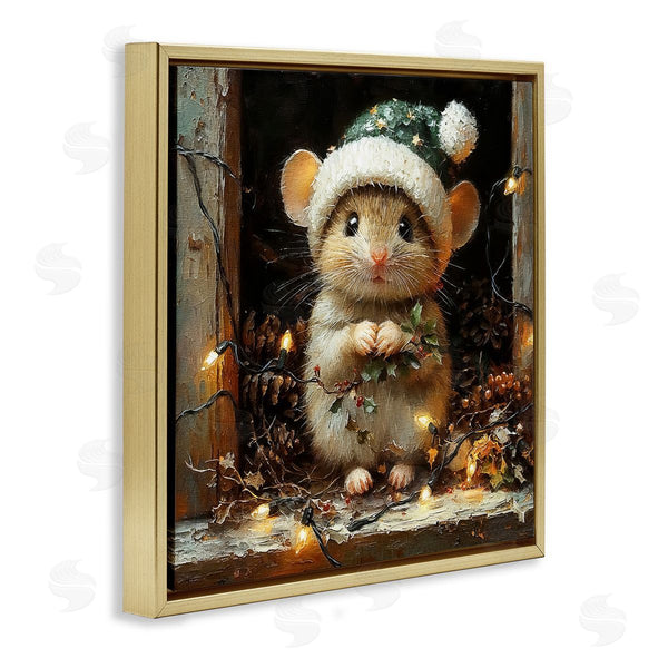 Stupell Industries Riley B | Barn Mouse With Christmas Lights