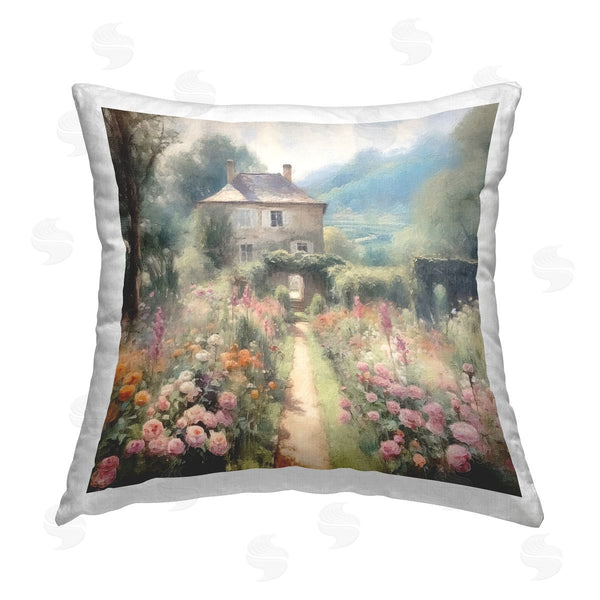 stupell industries Riley B | Blooming Cottage Path Printed Throw Pillow