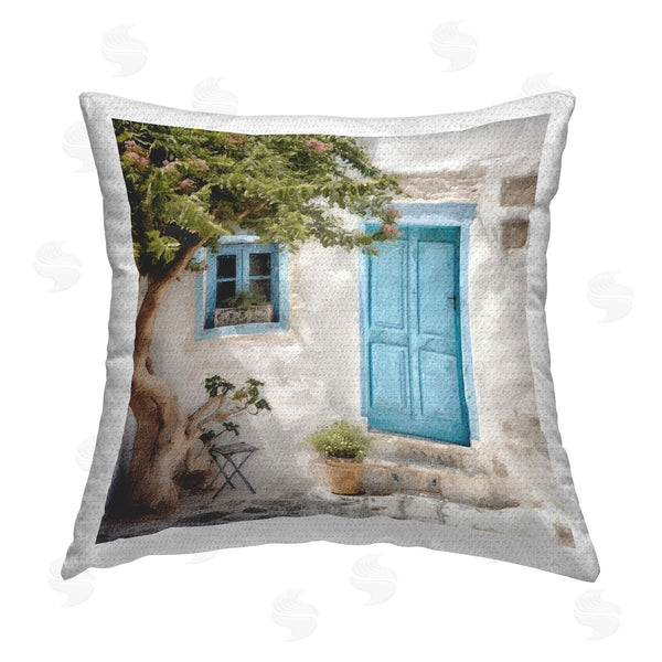 Stupell Industries Riley B | Blue Door & Tree Printed Throw Pillow