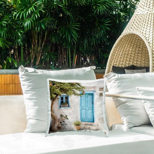 Stupell Industries Riley B | Blue Door & Tree Printed Throw Pillow