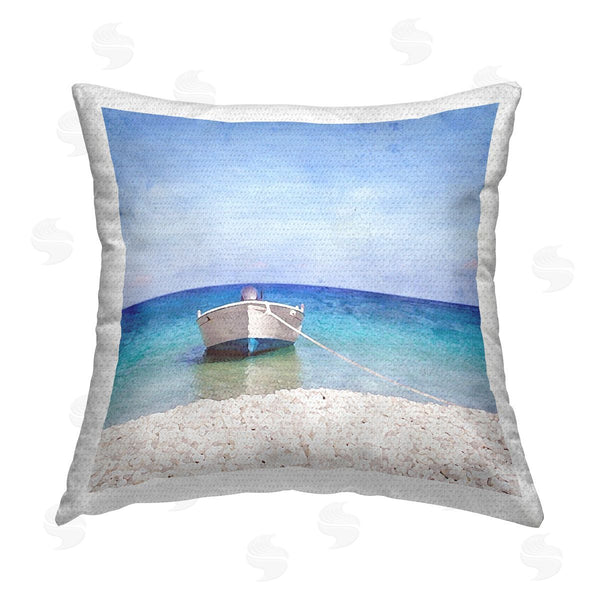 Stupell Industries Riley B | Boat On Rocky Shore Printed Throw Pillow