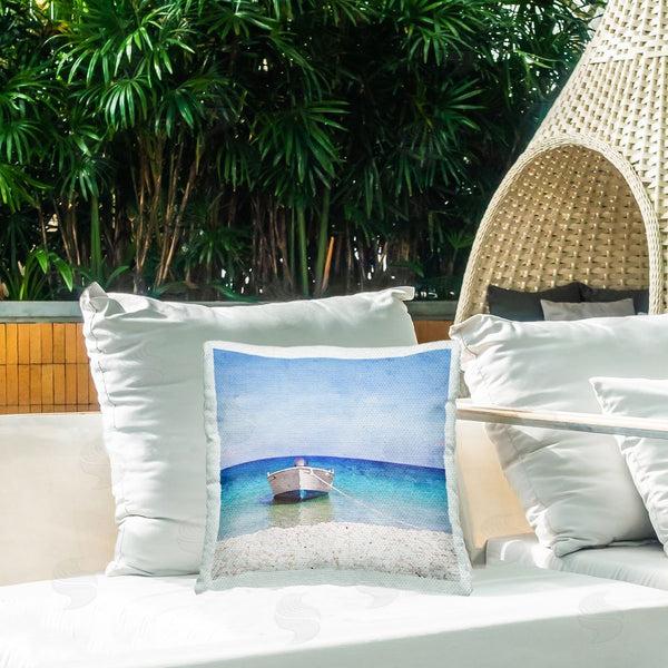 Stupell Industries Riley B | Boat On Rocky Shore Printed Throw Pillow