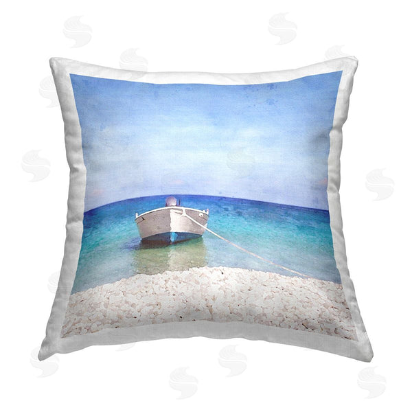 stupell industries Riley B | Boat on Rocky Shore Printed Throw Pillow