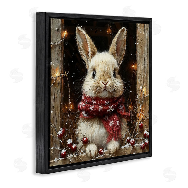 Stupell Industries Riley B | Bunny With Snowy Holly Berries