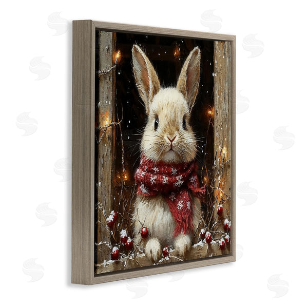 Stupell Industries Riley B | Bunny With Snowy Holly Berries
