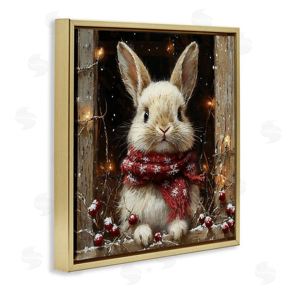Stupell Industries Riley B | Bunny With Snowy Holly Berries