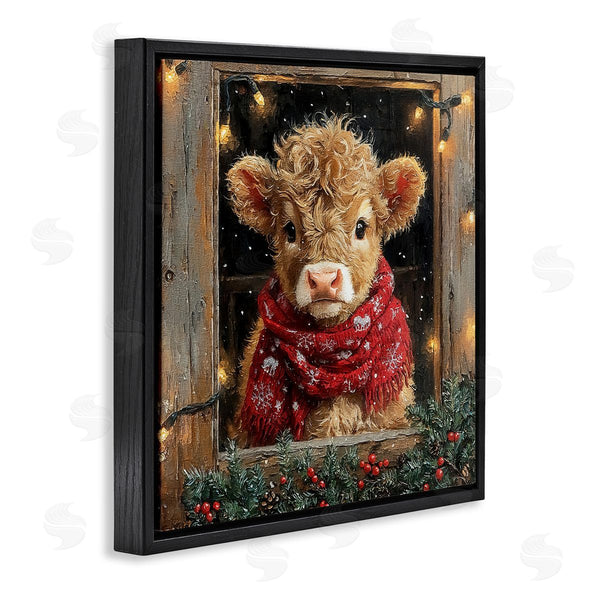 Stupell Industries Riley B | Calf With Holly & Lights Garland