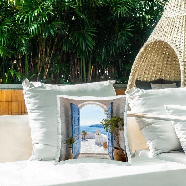 Stupell Industries Riley B | Coastal Doorway To Sea Printed Throw Pillow