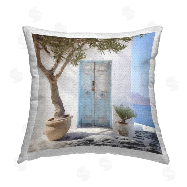 Stupell Industries Riley B | Coastal Greek Door Printed Throw Pillow