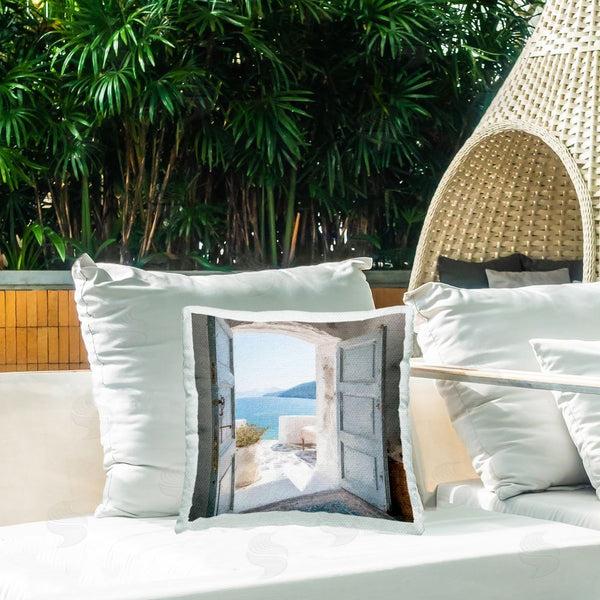 Stupell Industries Riley B | Costal Door To Ocean Printed Throw Pillow