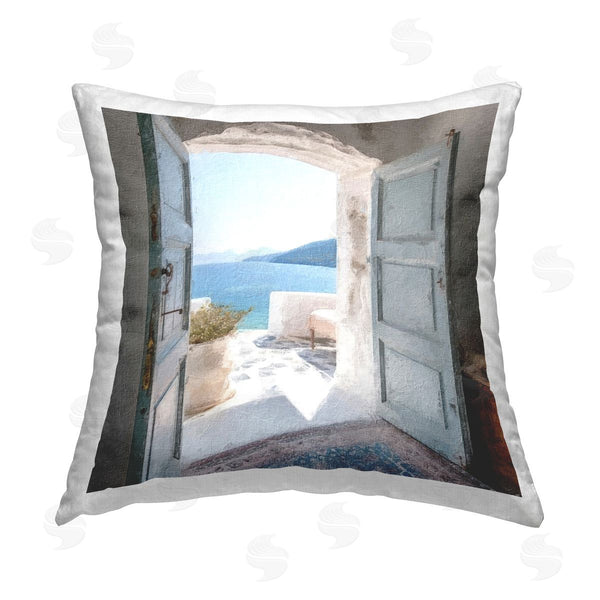 stupell industries Riley B | Costal Door to Ocean Printed Throw Pillow