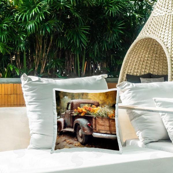 Stupell Industries Riley B | Fall Flowers Truck Printed Throw Pillow