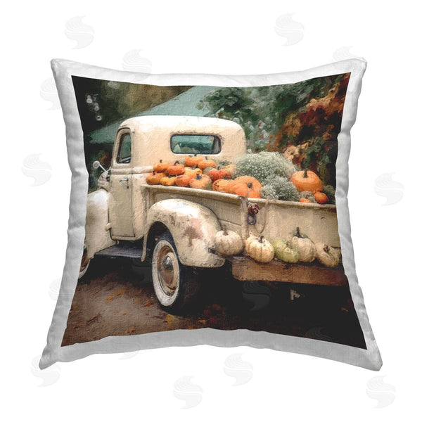 stupell industries Riley B | Fall Pumpkins Truck Printed Throw Pillow