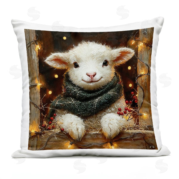 Stupell Industries Riley B | Festive Lamb With Holiday Lights Printed Throw Pillow