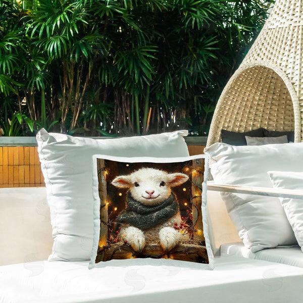 Stupell Industries Riley B | Festive Lamb With Holiday Lights Printed Throw Pillow