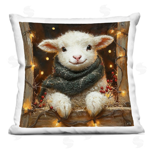 stupell industries Riley B | Festive Lamb with Holiday Lights Printed Throw Pillow