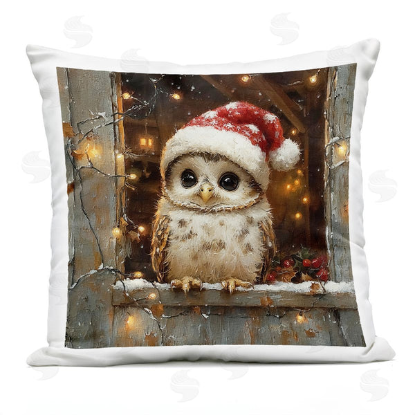 Stupell Industries Riley B | Festive Owl With Holiday Lights Printed Throw Pillow