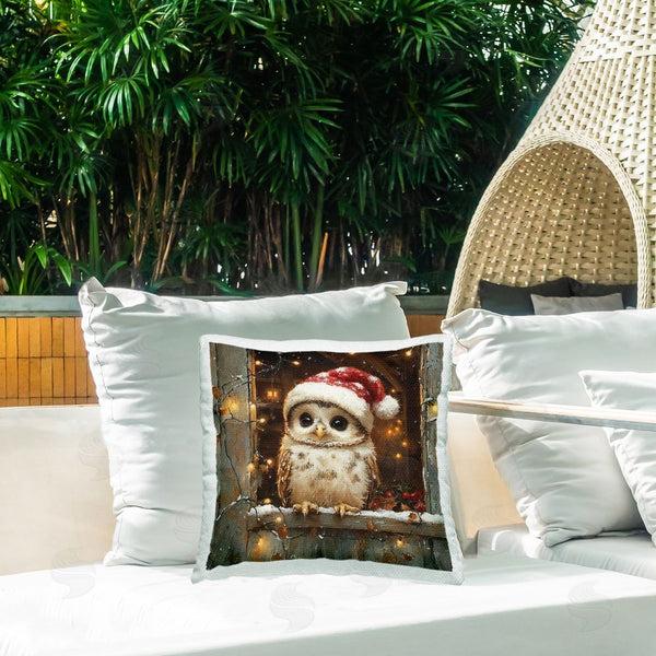 Stupell Industries Riley B | Festive Owl With Holiday Lights Printed Throw Pillow