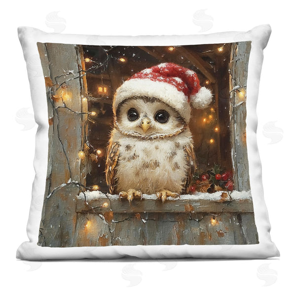 stupell industries Riley B | Festive Owl with Holiday Lights Printed Throw Pillow