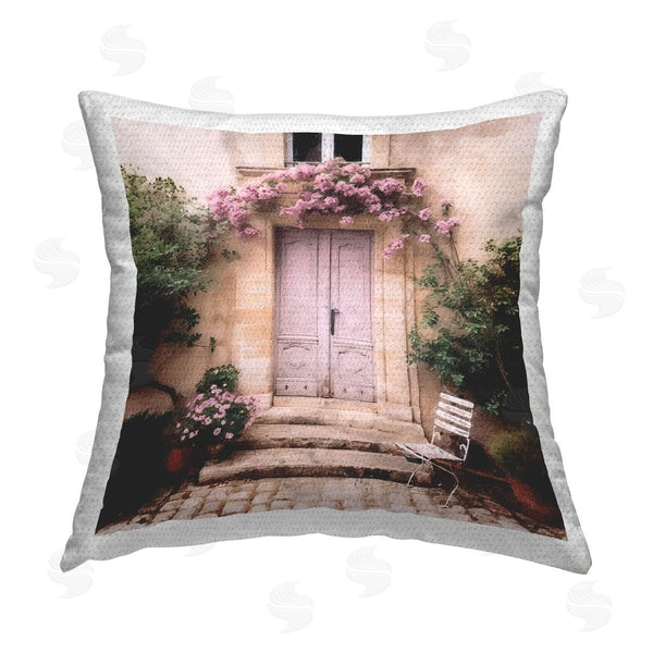 Stupell Industries Riley B | Floral Pink Door Printed Throw Pillow