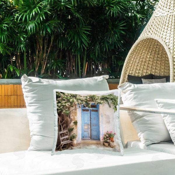 Stupell Industries Riley B | Greek Doorway With Tree Printed Throw Pillow