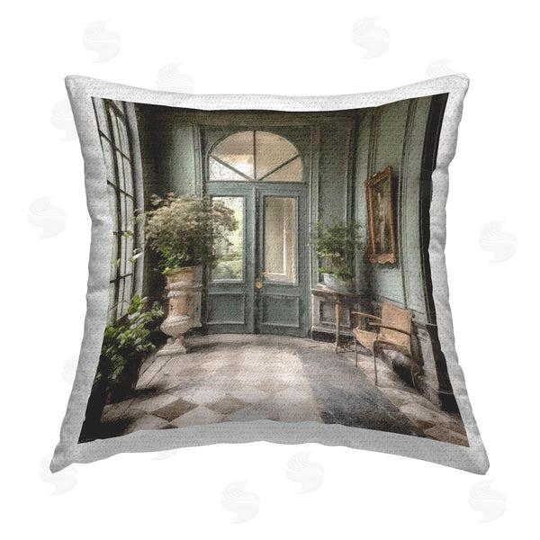 Stupell Industries Riley B | Green French Doors Printed Throw Pillow