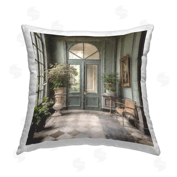 stupell industries Riley B | Green French Doors Printed Throw Pillow