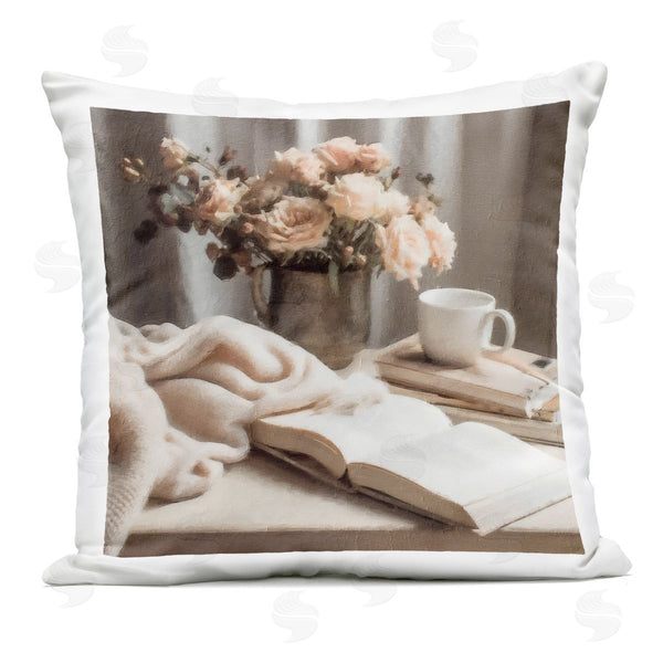 Stupell Industries Riley B | Morning Coffee Floral Journaling Printed Throw Pillow