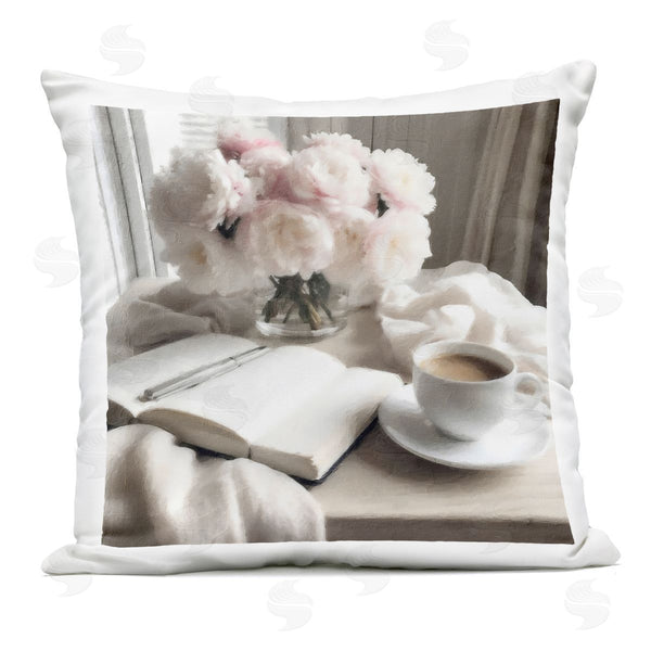 Stupell Industries Riley B | Morning Coffee Journaling Printed Throw Pillow