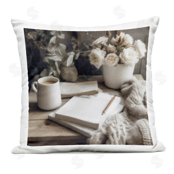 Stupell Industries Riley B | Morning Coffee & Journaling Printed Throw Pillow