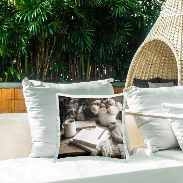 Stupell Industries Riley B | Morning Coffee & Journaling Printed Throw Pillow