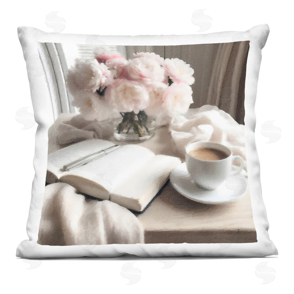 stupell industries Riley B | Morning Coffee Journaling Printed Throw Pillow